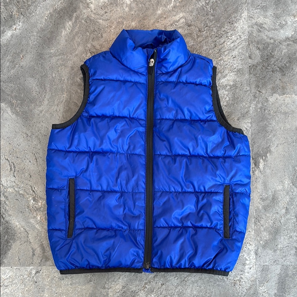 Old Navy Boy’s Blue Puffer Vest, Black Inside, Lightweight, Spring, Size XS (5)